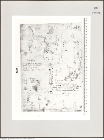 Vorderseite von Centro Studi Antonio Sangallo il Giovane, Montefiascone [https://www.deutsche-digitale-bibliothek.de/content/lizenzen/rv-ez/] Rom, Forum Romanum, Tempel der Castoren, Studie des Gebälks im Querschnitt und Berechnungen - , bh595705_recto. Foto.