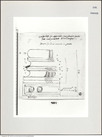 Vorderseite von Centro Studi Antonio Sangallo il Giovane, Montefiascone [https://www.deutsche-digitale-bibliothek.de/content/lizenzen/rv-ez/] Rom, Quirinal, Aufriss einer korinthischen Basis - , bh595706_recto. Foto.