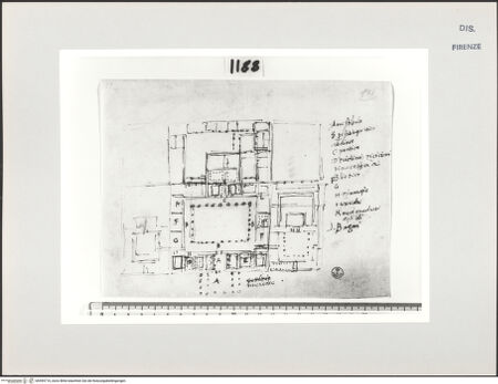 Vorderseite von Centro Studi Antonio Sangallo il Giovane, Montefiascone [https://www.deutsche-digitale-bibliothek.de/content/lizenzen/rv-ez/] Grundriss eines griechischen Hauses nach Vitruv - , bh595710_recto. Foto.
