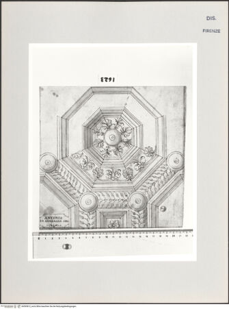 Vorderseite von Centro Studi Antonio Sangallo il Giovane, Montefiascone [https://www.deutsche-digitale-bibliothek.de/content/lizenzen/rv-ez/] Rom, Vatikanischer Palast, Studie für die Kassettendecke in der Sala di Costantino - , bh595812_recto. Foto.