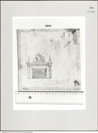 Vorderseite von Centro Studi Antonio Sangallo il Giovane, Montefiascone [https://www.deutsche-digitale-bibliothek.de/content/lizenzen/rv-ez/] Rom, Vatikanischer Palast, Studie für einen Kamin - , bh595813_recto. Foto.