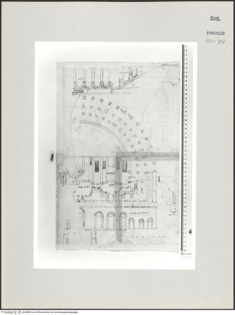 Vorderseite von Centro Studi Antonio Sangallo il Giovane, Montefiascone [https://www.deutsche-digitale-bibliothek.de/content/lizenzen/rv-ez/] Ferento, Theater Studien zum Grundriss und Aufriss - , bh595859_recto. Foto.