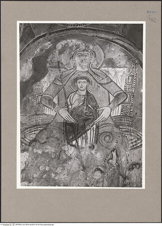 Vorderseite von Bibliotheca Hertziana [https://www.deutsche-digitale-bibliothek.de/content/lizenzen/rv-fz/] FreskenzyklusMadonna mit Heiligen - Rückwand: Madonna, bh595962_recto. Foto.