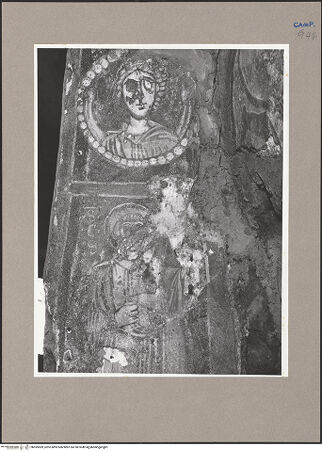 Vorderseite von Hutzel, Max [https://www.deutsche-digitale-bibliothek.de/content/lizenzen/rv-ez/] FreskenzyklusChristus, Erzengel und Heilige - Laibung links, Heiliger und Büste eines Erzengels (Detail), bh595969_recto. Foto: Hutzel, Max.