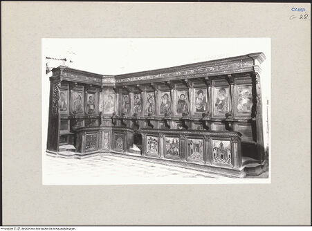 Vorderseite von Hutzel, Max [https://www.deutsche-digitale-bibliothek.de/content/lizenzen/rv-ez/] Coro dei Conversi (Laienchor)Sedilien mit Heiligen und Eremiten - Gesamtansicht, bh600364_recto. Foto: Hutzel, Max.