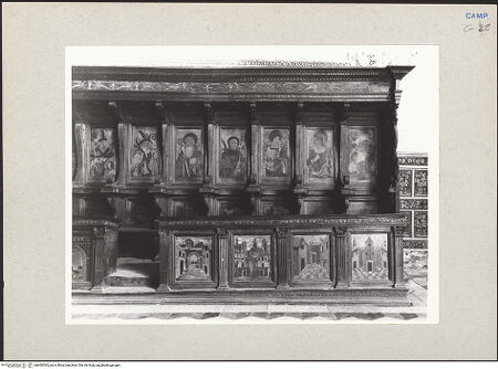 Vorderseite von Hutzel, Max [https://www.deutsche-digitale-bibliothek.de/content/lizenzen/rv-ez/] Coro dei Conversi (Laienchor)Sedilien mit Heiligen und Eremiten - Teilansicht, bh600365_recto. Foto: Hutzel, Max.