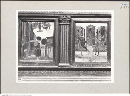 Vorderseite von Hutzel, Max [https://www.deutsche-digitale-bibliothek.de/content/lizenzen/rv-ez/] Coro dei Padri (Chor der Mönche)Kniebank mit MärtyrerdarstellungenBildfeld 10 und 11: die heilige Maria Magdalena wird von Engeln in den Himmel getragen und Martyrium der heiligen Margarete - Gesamtansicht, bh600368_recto. Foto: Hutzel, Max.