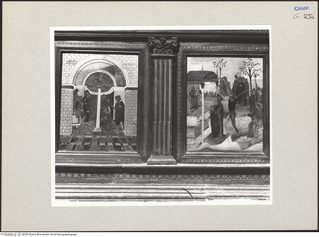 Vorderseite von Hutzel, Max [https://www.deutsche-digitale-bibliothek.de/content/lizenzen/rv-ez/] Coro dei Padri (Chor der Mönche)Kniebank mit MärtyrerdarstellungenBildfeld 6 und 7: Martyrium eines Heiligen und des heiligen Matthäus - Gesamtansicht, bh600370_recto. Foto: Hutzel, Max.