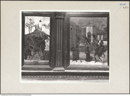 Vorderseite von Hutzel, Max [https://www.deutsche-digitale-bibliothek.de/content/lizenzen/rv-ez/] Coro dei Padri (Chor der Mönche)Kniebank mit MärtyrerdarstellungenBildfeld 4 und 5: Martyrium des heiligen Andreas und des heiligen Jakobus Minor - Gesamtansicht, bh600373_recto. Foto: Hutzel, Max.