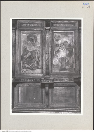 Vorderseite von Hutzel, Max [https://www.deutsche-digitale-bibliothek.de/content/lizenzen/rv-ez/] Coro dei Conversi (Laienchor)Sedilien mit Heiligen und EremitenBildfeld 11 und 12: Heilige Ursula, Heiliger Antonius von Padua (?) - Gesamtansicht, bh600385_recto. Foto: Hutzel, Max.