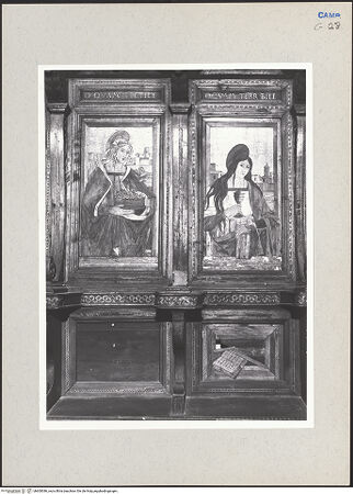 Vorderseite von Hutzel, Max [https://www.deutsche-digitale-bibliothek.de/content/lizenzen/rv-ez/] Coro dei Conversi (Laienchor)Sedilien mit Heiligen und EremitenBildfeld 9 und 10: Heilige Maria Magdalena, Heilige Rosa von Viterbo; Stilleben - Gesamtansicht, bh600386_recto. Foto: Hutzel, Max.