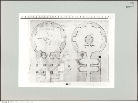 Vorderseite von Centro Studi Antonio Sangallo il Giovane, Montefiascone [https://www.deutsche-digitale-bibliothek.de/content/lizenzen/rv-ez/] Rom, Romulus-Heroon, Grundriss des Unter- und Obergeschosses - , bh600599_recto. Foto.