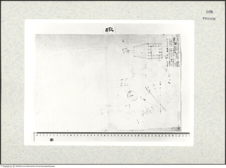 Vorderseite von Centro Studi Antonio Sangallo il Giovane, Montefiascone [https://www.deutsche-digitale-bibliothek.de/content/lizenzen/rv-ez/] Skizzen und Berechnungen zur Versetzung des Vatikanischen(?) Obelisken - , bh600629_recto. Foto.