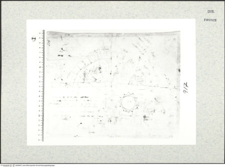 Vorderseite von Centro Studi Antonio Sangallo il Giovane, Montefiascone [https://www.deutsche-digitale-bibliothek.de/content/lizenzen/rv-ez/] Schematische Skizze eines griechischen Theaters - , bh600631_recto. Foto.
