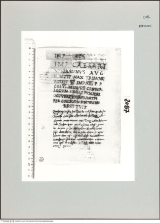 Vorderseite von Centro Studi Antonio Sangallo il Giovane, Montefiascone [https://www.deutsche-digitale-bibliothek.de/content/lizenzen/rv-ez/] Grabinschrift an der Vinea Publica, nächst der Bastion der Ardeatina - , bh600678_recto. Foto.