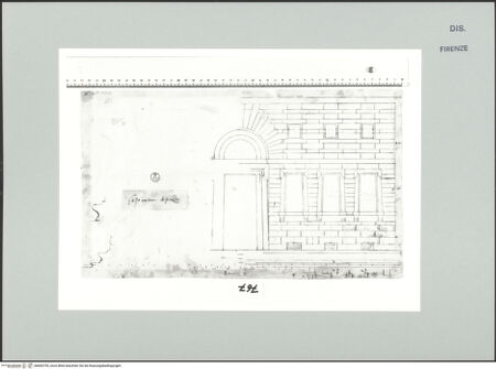 Vorderseite von Centro Studi Antonio Sangallo il Giovane, Montefiascone [https://www.deutsche-digitale-bibliothek.de/content/lizenzen/rv-ez/] Florenz, Fassadenentwurf eines Erdgeschosses - , bh600755_recto. Foto.