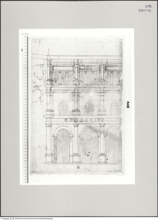 Vorderseite von Centro Studi Antonio Sangallo il Giovane, Montefiascone [https://www.deutsche-digitale-bibliothek.de/content/lizenzen/rv-ez/] Rom, Vatikanischer Palast, Cortile del Belvedere, Entwurf zur Vollendung des unteren Hofes - , bh600786_recto. Foto.
