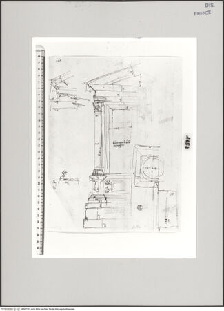 Vorderseite von Centro Studi Antonio Sangallo il Giovane, Montefiascone [http://creativecommons.org/publicdomain/mark/1.0/] Immagine di Ponte in der Via dei Coronari, Teilaufriss und Details des Tabernakels - , bh600791_recto. Foto.