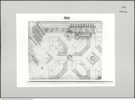 Vorderseite von Centro Studi Antonio Sangallo il Giovane, Montefiascone [https://www.deutsche-digitale-bibliothek.de/content/lizenzen/rv-ez/] Studie zu Struktur und Verzierung einer Kassettendecke - , bh600806_recto. Foto.