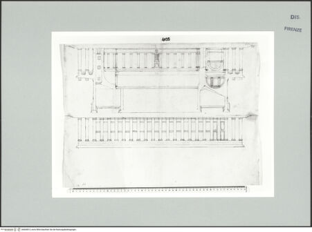Vorderseite von Centro Studi Antonio Sangallo il Giovane, Montefiascone [https://www.deutsche-digitale-bibliothek.de/content/lizenzen/rv-ez/] Aufriss und Schnitt eines rekonstruierten antiken Bauwerks oder eines Entwurfs für ein tempelähnliches Gebäude - , bh600813_recto. Foto.