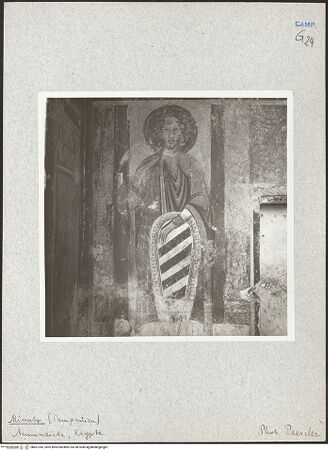 Vorderseite von unbekannt [https://www.deutsche-digitale-bibliothek.de/content/lizenzen/rv-fz/] Szenen aus dem Leben Christi, Marias und des heiligen NikolausDekoration der WestwandHeiliger Georg - Detail, bh601343_recto. Foto: Paeseler, Wilhelm.