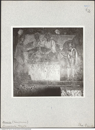 Vorderseite von unbekannt [https://www.deutsche-digitale-bibliothek.de/content/lizenzen/rv-fz/] Szenen aus dem Leben Christi, Marias und des heiligen NikolausDekoration der NordwandNikolausvita: Das Wunder des Adeodatus - Linke Szene: Adeodatus als Mundschenk des Emirs, bh601347_recto. Foto: Paeseler, Wilhelm.