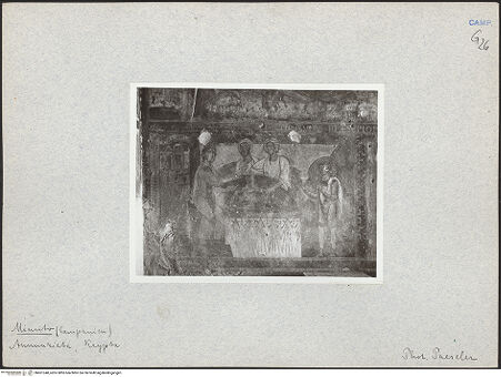 Vorderseite von unbekannt [https://www.deutsche-digitale-bibliothek.de/content/lizenzen/rv-fz/] Szenen aus dem Leben Christi, Marias und des heiligen NikolausDekoration der NordwandNikolausvita: Das Wunder des Adeodatus - Linke Szene: Adeodatus als Mundschenk des Emirs, bh601348_recto. Foto: Paeseler, Wilhelm.