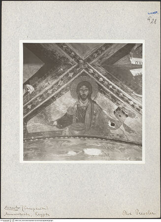 Vorderseite von unbekannt [https://www.deutsche-digitale-bibliothek.de/content/lizenzen/rv-fz/] Christus Pantokrator zwischen Heiligen und Propheten - Christus, bh601352_recto. Foto: Paeseler, Wilhelm.