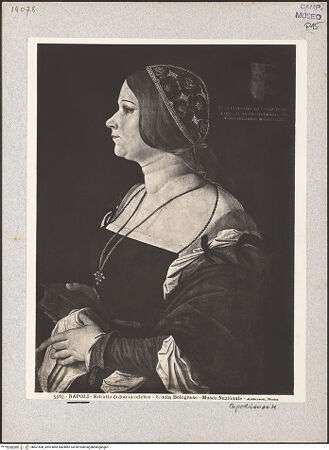 Vorderseite von Alinari [https://www.deutsche-digitale-bibliothek.de/content/lizenzen/rv-ez/] Porträt der Giovanna Bianca Bonsignore - Gesamtansicht, bh601508_recto. Foto.