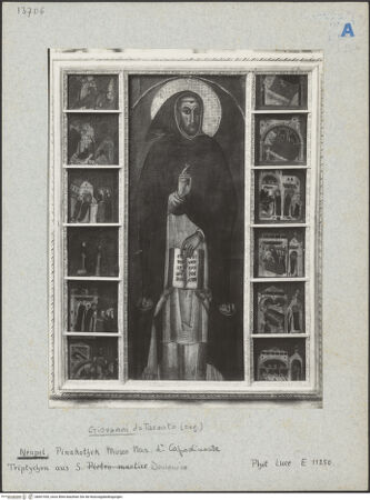 Vorderseite von ICCD [https://www.deutsche-digitale-bibliothek.de/content/lizenzen/rv-ez/] Heiliger Dominikus und Szenen aus seinem Leben - Gesamtansicht, bh601545_recto. Foto.