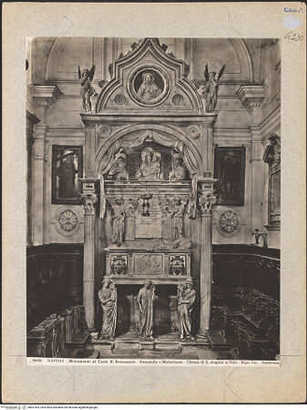 Vorderseite von Alinari [https://www.deutsche-digitale-bibliothek.de/content/lizenzen/rv-ez/] Grabmal des Kardinals Rinaldo Brancaccio (gest. 1427) - Gesamtansicht, bh601553_recto. Foto.