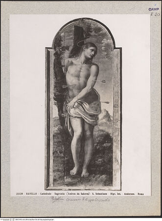 Vorderseite von Alinari [https://www.deutsche-digitale-bibliothek.de/content/lizenzen/rv-ez/] Heiliger Sebastian - Gesamtansicht, bh601648_recto. Foto.