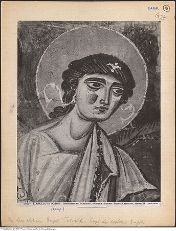 Vorderseite von Alinari [https://www.deutsche-digitale-bibliothek.de/content/lizenzen/rv-ez/] Jüngstes GerichtDrei Engel mit Spruchbändern - Rechter Engel, Detail: Kopf und Schultern, bh601677_recto. Foto: Anderson, Domenico.