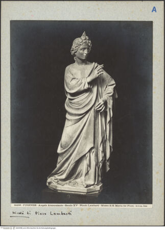 Vorderseite von Alinari [https://www.deutsche-digitale-bibliothek.de/content/lizenzen/rv-ez/] VerkündigungsgruppeGabriel als Engel der Verkündigung - Gesamtansicht im rechten Viertelprofil, bh603088_recto. Foto.