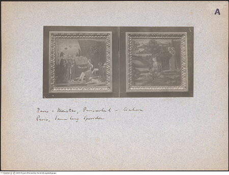 Vorderseite von unbekannt [https://www.deutsche-digitale-bibliothek.de/content/lizenzen/rv-fz/] Zwei quadratische Cassonebilder - beide Tafeln nebeneinander, bh603149_recto. Foto.