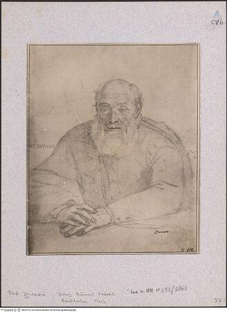 Vorderseite von Bibliotheca Hertziana [https://www.deutsche-digitale-bibliothek.de/content/lizenzen/rv-fz/] Portrait des Ottaviano Zuccari, Vater des Kuenstlers - , bh603734_recto. Foto.