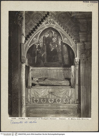Vorderseite von Alinari? [https://www.deutsche-digitale-bibliothek.de/content/lizenzen/rv-fz/] Grabmal des Kardinals Guillaume Durand (Guglielmo Durante) - , bh603765_recto. Foto.