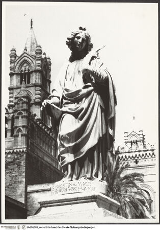 Vorderseite von unbekannt [https://www.deutsche-digitale-bibliothek.de/content/lizenzen/rv-fz/] Statue der heiligen Christina - Gesamtansicht, bh606082_recto. Foto.