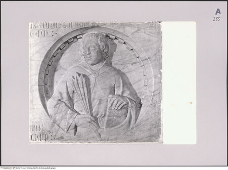 Vorderseite von Istituto di Storia dell'Arte, Università Pisa [https://www.deutsche-digitale-bibliothek.de/content/lizenzen/rv-ez/] Vier Heilige und Inschrifttafel (Prov. Ehrenmal? des heiligen Oktavian von Volterra)Der heilige Oktavian von Volterra - , bh606123_recto. Foto.