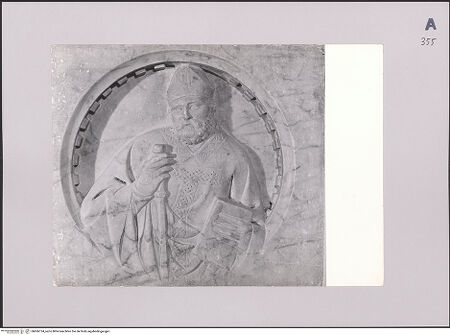 Vorderseite von Istituto di Storia dell'Arte, Università Pisa [https://www.deutsche-digitale-bibliothek.de/content/lizenzen/rv-ez/] Vier Heilige und Inschrifttafel (Prov. Ehrenmal? des heiligen Oktavian von Volterra)Der heilige Viktor - , bh606124_recto. Foto.