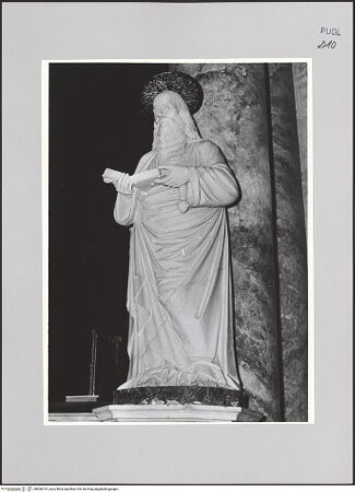 Vorderseite von Sop. B.A.A.A. e S. Bari [https://www.deutsche-digitale-bibliothek.de/content/lizenzen/rv-ez/] Heiliger Paulus - Ansicht von rechts, Statue mit Heiligenschein, bh606319_recto. Foto.