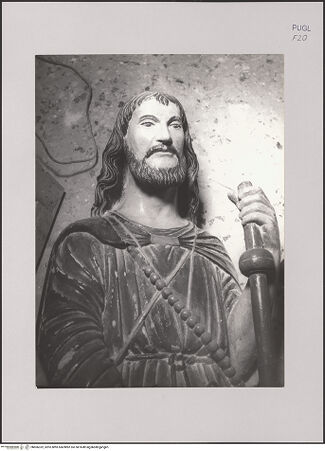 Vorderseite von Guido, Giovanni, Lecce [https://www.deutsche-digitale-bibliothek.de/content/lizenzen/rv-ez/] Heiliger Rochus - Detail: Kopf und Oberkörper, bh606332_recto. Foto.