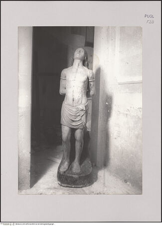 Vorderseite von Guido, Giovanni, Lecce [https://www.deutsche-digitale-bibliothek.de/content/lizenzen/rv-ez/] Heiliger Sebastian - Statue, außerhalb der Nische, bh606333_recto. Foto.
