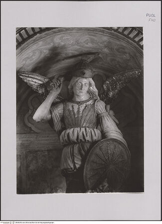 Vorderseite von Guido, Giovanni, Lecce [https://www.deutsche-digitale-bibliothek.de/content/lizenzen/rv-ez/] Erzengel Michael - Detail: obere Hälfte, bh606348_recto. Foto.