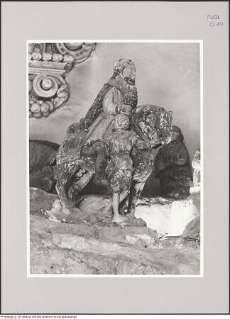 Vorderseite von Gernone ? [https://www.deutsche-digitale-bibliothek.de/content/lizenzen/rv-ez/] Krippe - Detail: Rechter König auf Pferd mit Pferdeführer, bh606368_recto. Foto.