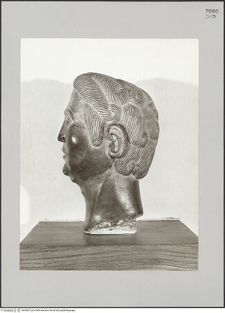 Vorderseite von Soprintendenza per i B.A.A.A. e S. - Arezzo [https://www.deutsche-digitale-bibliothek.de/content/lizenzen/rv-ez/] Männlicher Kopf - Ansicht von rechts, bh606467_recto. Foto.