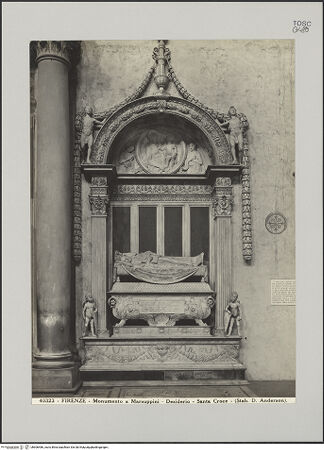 Vorderseite von Alinari [https://www.deutsche-digitale-bibliothek.de/content/lizenzen/rv-ez/] Grabmal des Carlo Marsuppini - Gesamtansicht, bh606486_recto. Foto.