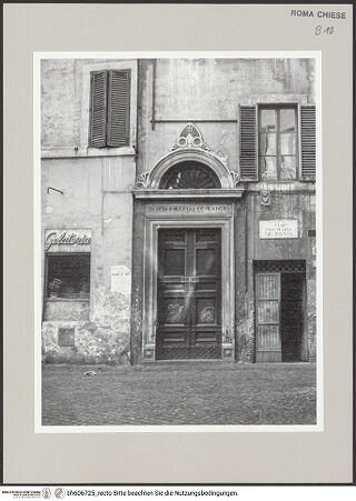 Vorderseite von Bibliotheca Hertziana [https://www.deutsche-digitale-bibliothek.de/content/lizenzen/rv-fz/] Portal zur Via di Santa Maria del Pianto - , bh606725_recto. Foto: Negri Arnoldi, Francesco.