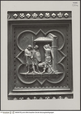 Vorderseite von Sopraintendenza alle Gallerie - Firenze [https://www.deutsche-digitale-bibliothek.de/content/lizenzen/rv-ez/] TürreliefsSzenen Johannes' des TäufersEnthauptung des Johannes - , bh606735_recto. Foto.