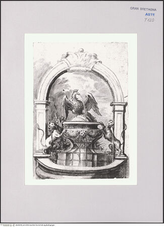 Vorderseite von Sotheby's [https://www.deutsche-digitale-bibliothek.de/content/lizenzen/rv-ez/] Entwurf für einen Wandbrunnen - , bh606998_recto. Foto.